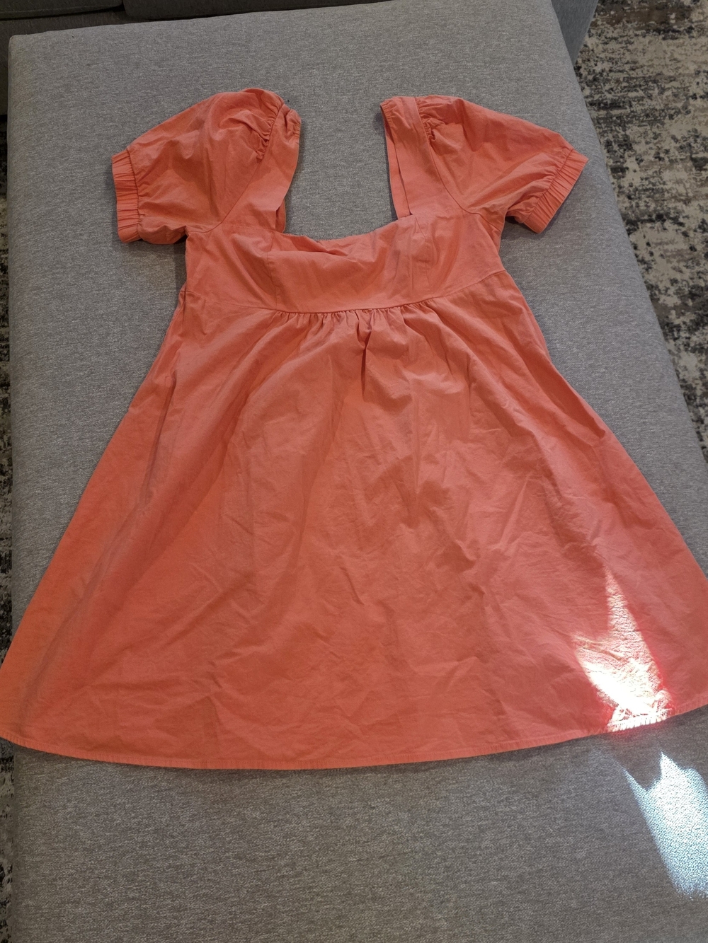 wild fable Coral Puff-Sleeve Square Neck Dress